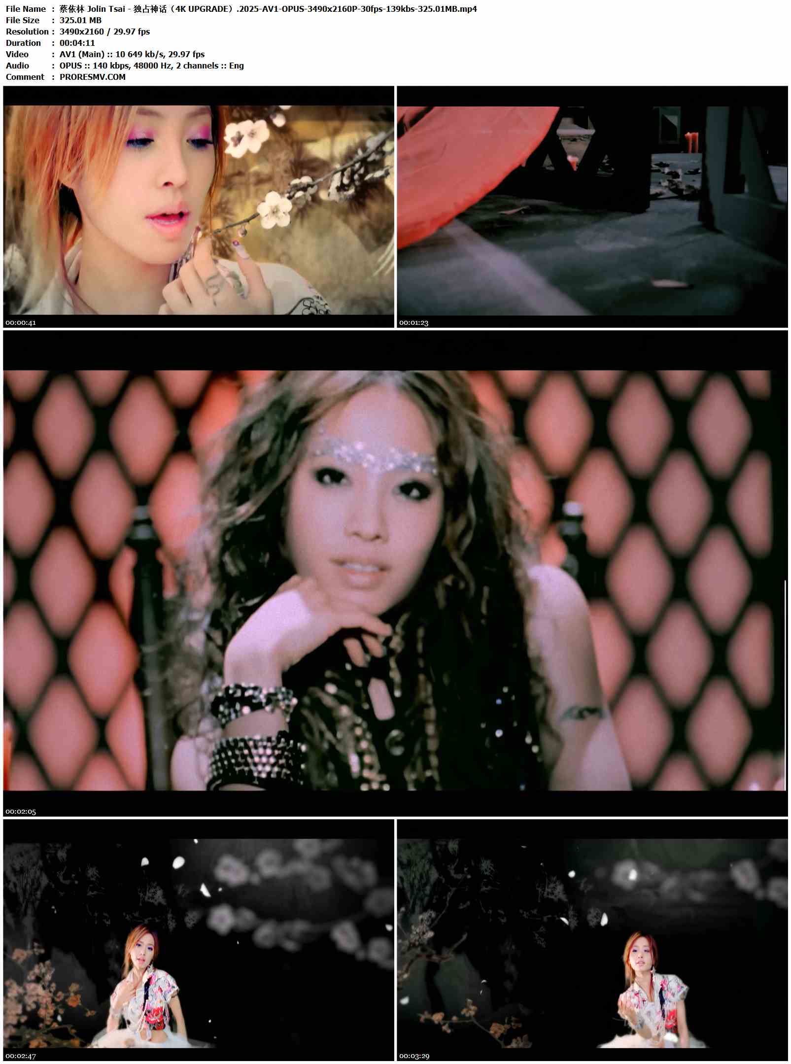 蔡依林 Jolin Tsai - 独占神话（4K UPGRADE）.2025-AV1-OPUS-3490x2160P-30fps-139kbs-325.01MB官方MV_高清MV